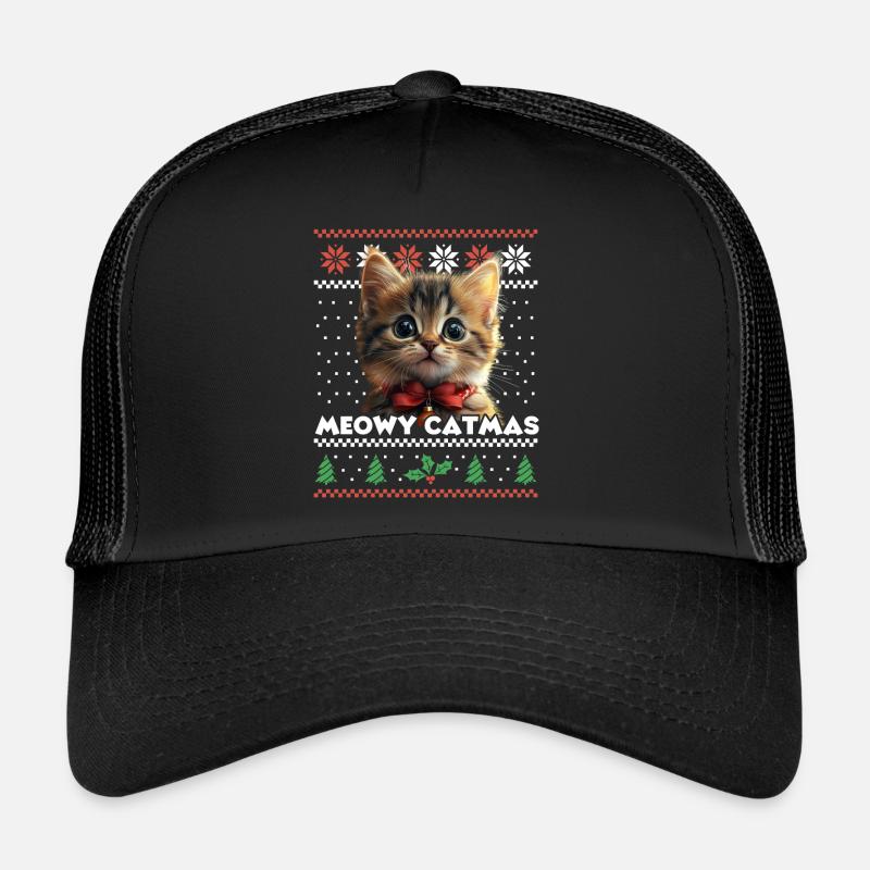 Le look de Noël assorti de Meowy Catma avec chaton Casquette trucker 