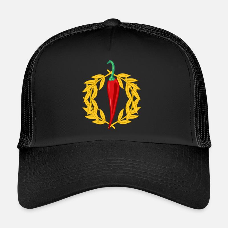 Paprika Chilli Peperoni Gewürz Kochkunst Köche - Trucker Cap - Schwarz/Schwarz