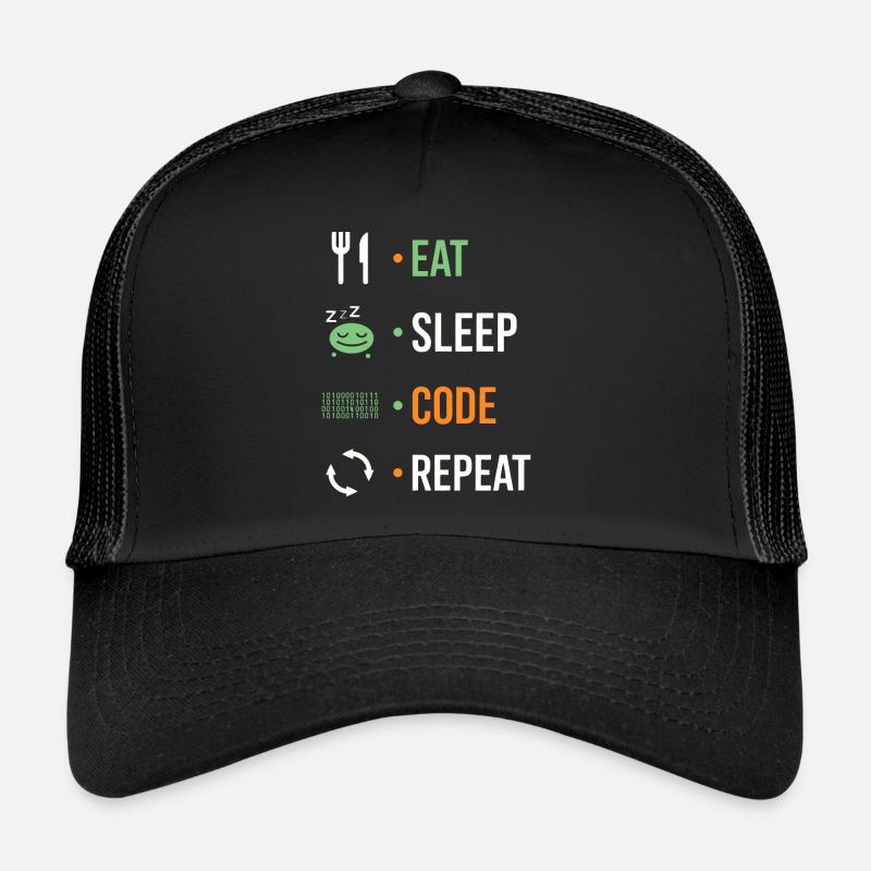 Essen, schlafen, codieren, wiederholen. Trucker Cap
