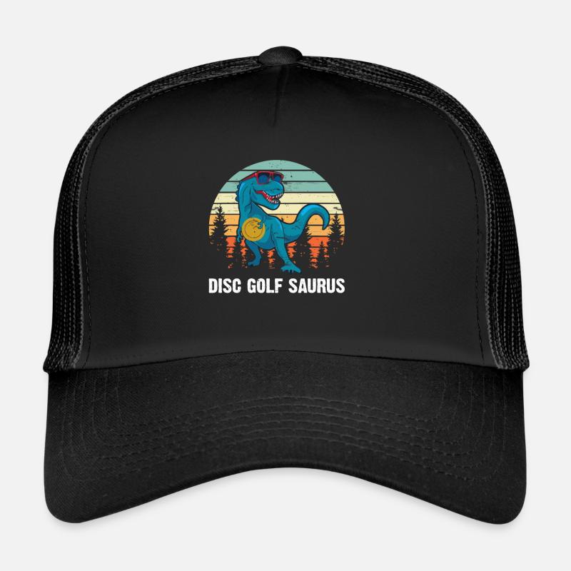 Disc Golfer Saurus - Dino Disc Golf Dinosaur - Trucker Cap - Schwarz/Schwarz