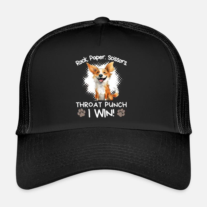 Roche Papier Ciseaux Drôle Corgi Sarcasme - Casquette trucker  - noir/noir