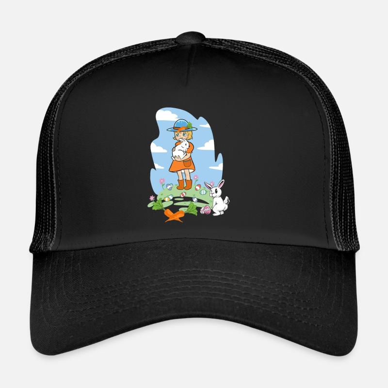 Happy Easter Bunnies Girl Rabbit Easter Bunny Trucker Cap