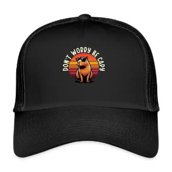 Ne vous inquiétez pas, soyez capy mignon capybara - Casquette trucker  - noir/noir - Devant