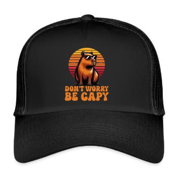 Ne vous inquiétez pas, soyez capy mignon capybara - Casquette trucker  - noir/noir - Devant