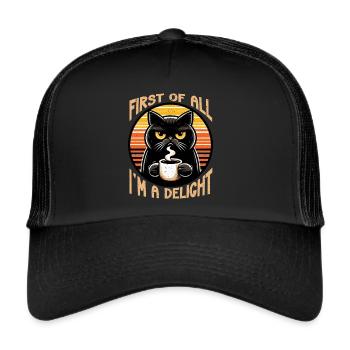 Zunächst Bin Ich Eine Freude Eine Verärgerte Katze - Trucker Cap - Schwarz/Schwarz - Vorne