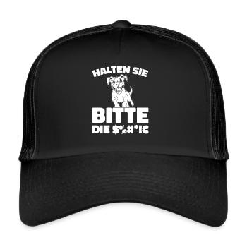 Boxer Hund Deutscher Boxer - Trucker Cap - Schwarz/Schwarz - Vorne