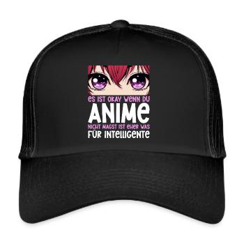 Anime Manga Otaku Japon Kawaii Waifu Anime Cosplay - Casquette trucker  - noir/noir - Devant