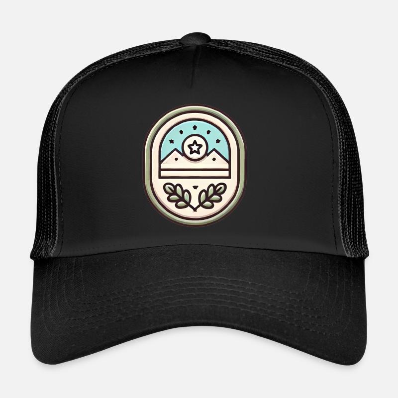 Illustration douce de conception de badge simple Casquette trucker 