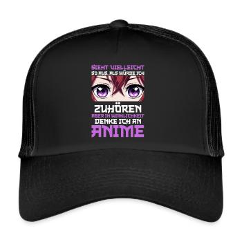 Anime Manga Otaku Japon Waifu Anime Girl Cosplay - Casquette trucker  - noir/noir - Devant