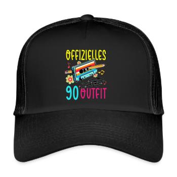 Kassetten Player Mixtape Musik 80er Vintage - Trucker Cap - Schwarz/Schwarz - Vorne