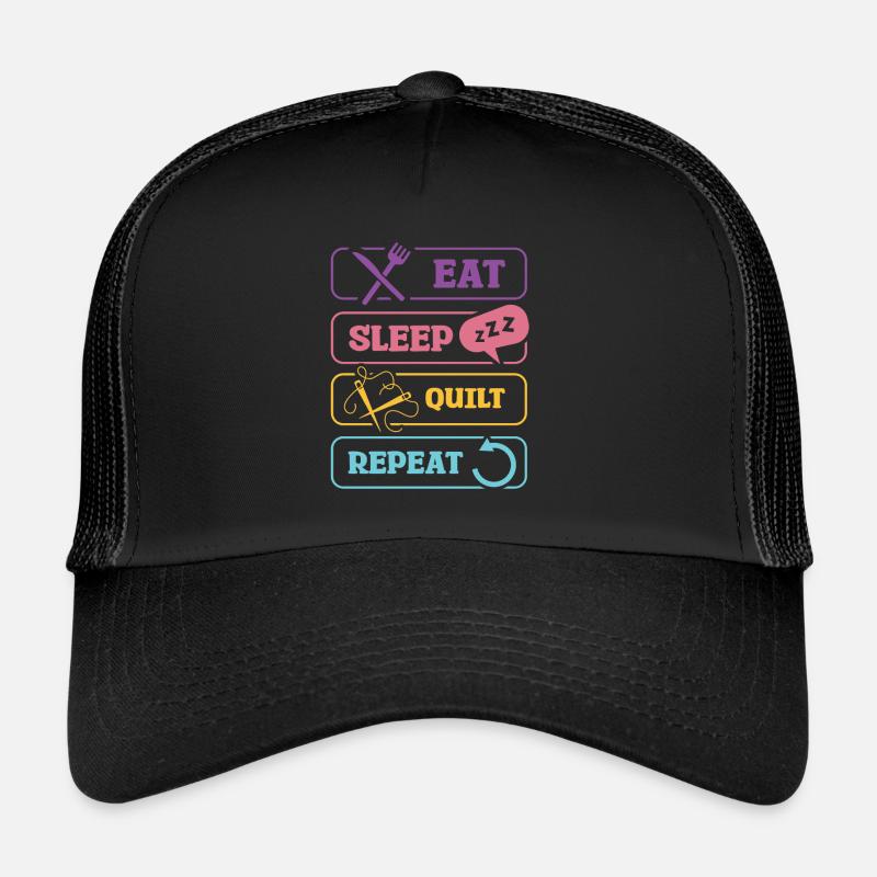 Eat Sleep Quilt Répéter le motif Design Casquette trucker 
