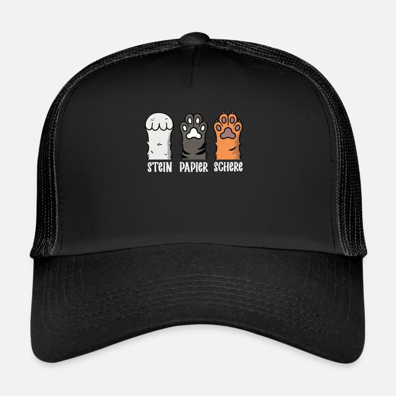 Katze Stein Papier Schere Pfote Spiel Lustige Trucker Cap