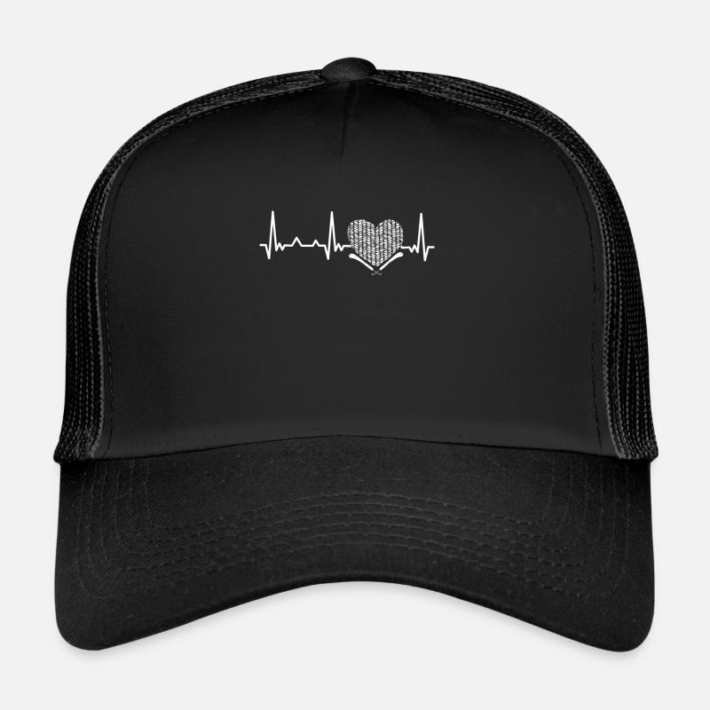 Häkeln Herzschlag Muster Liebe - Trucker Cap - Schwarz/Schwarz