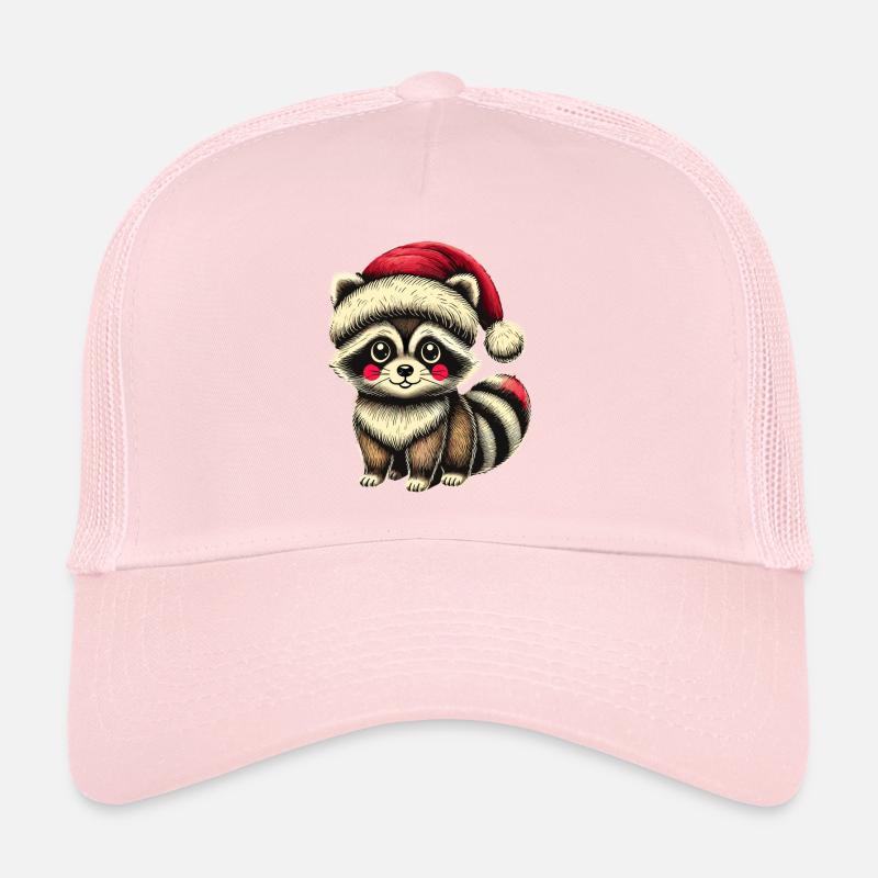 Raton laveur mignon avec chapeau de Père Noël Vintage Casquette trucker 