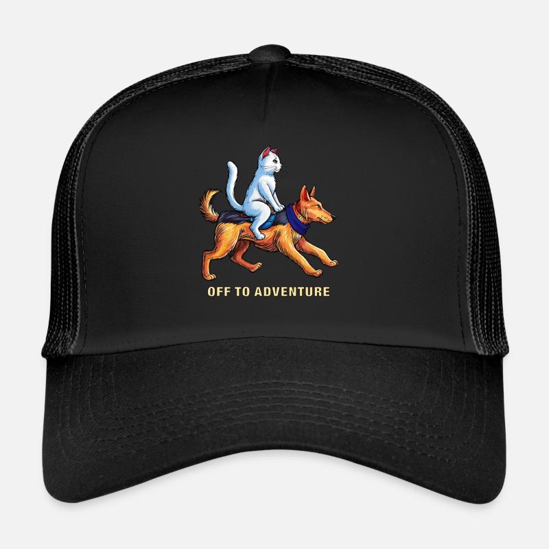 CHIEN CHAT PARTI À L’AVENTURE Casquette trucker 