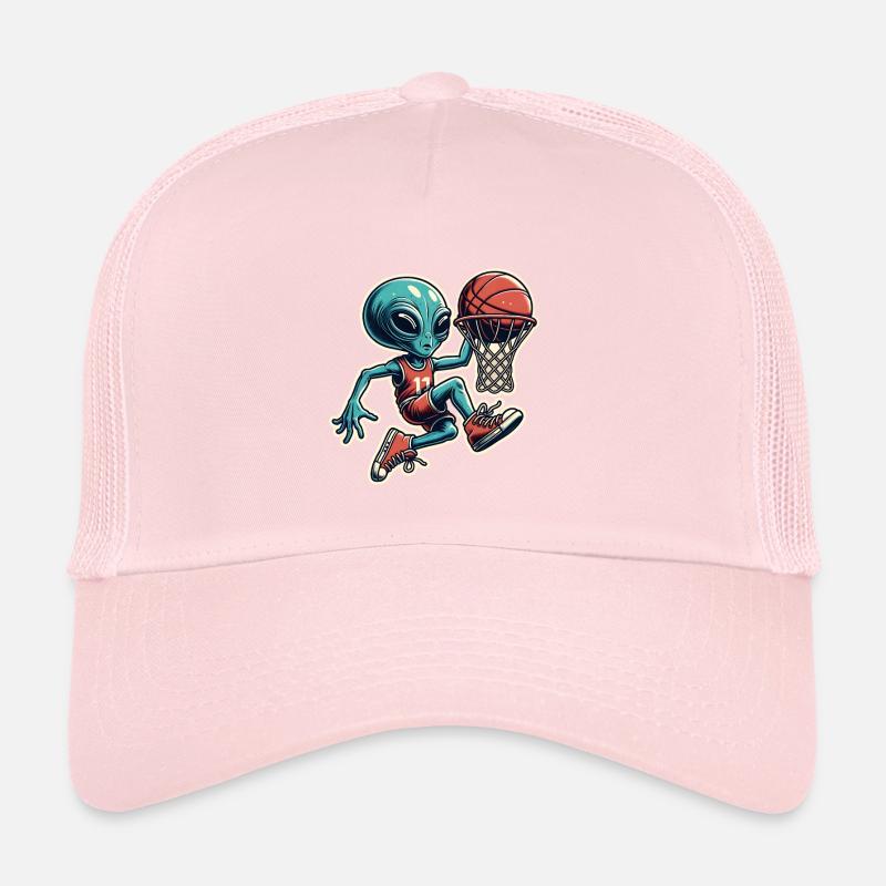 Basketball Dunking Alien Trucker Cap