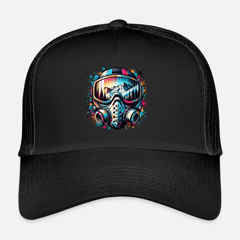 Masque de ski d’aventure avec paysage de montagne Casquette trucker 