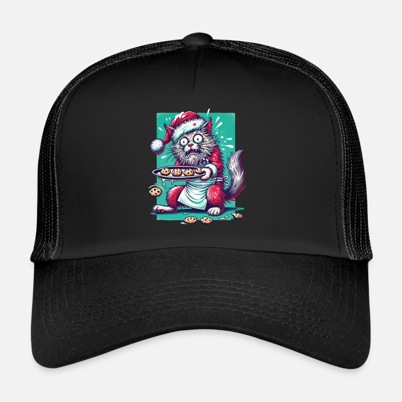 Cat Christmas Cookie Chaos Fun Trucker Cap