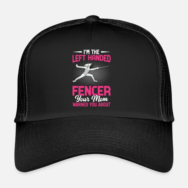Fleuret Sabre Maman Escrimeuse gaucher, devant le dic - Casquette trucker  - noir/noir