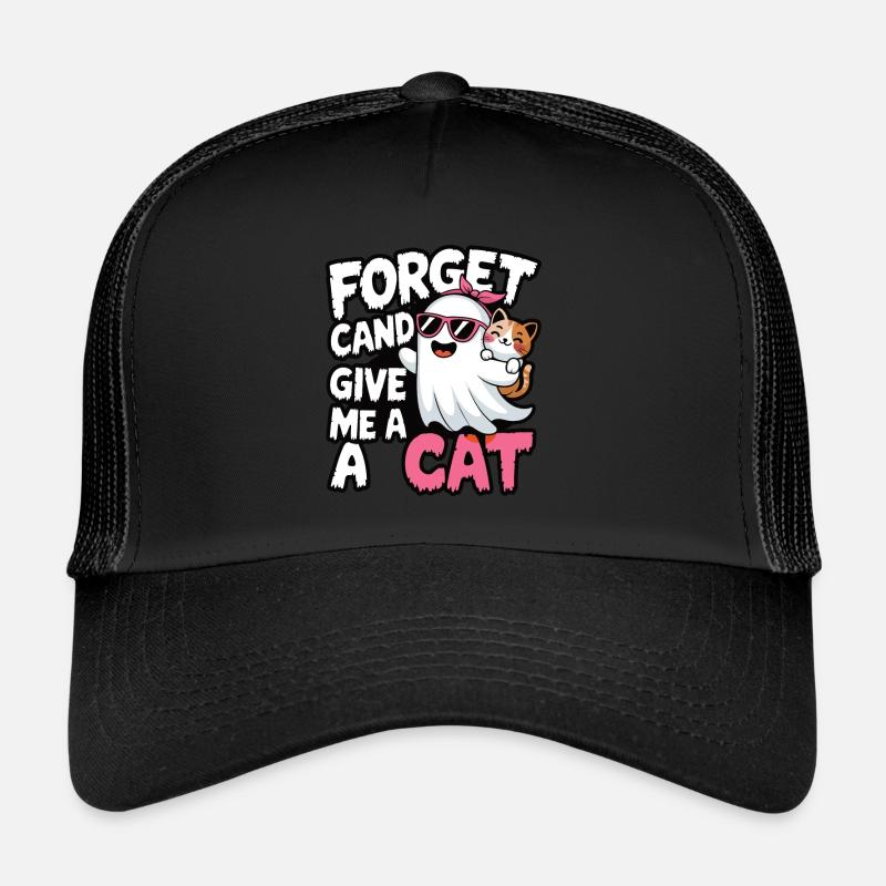 Halloween Cat Forget Candy Give Me A Cat Trucker Cap