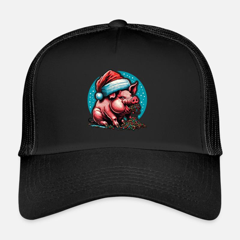 Christmas Greedy Pig Gluttony Trucker Cap