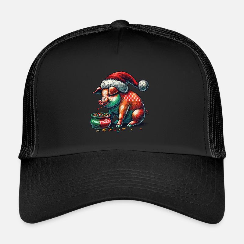 Gourmandise de Noël avec cochon de Noël Casquette trucker 
