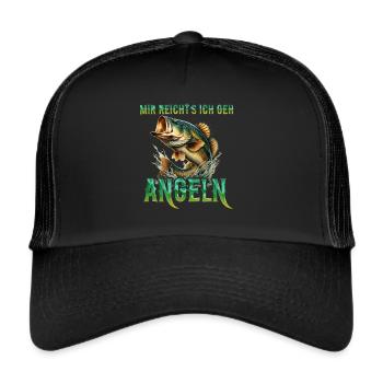 Angler MIR REICHTS ICH GEH ANGELN Lustiges - Trucker Cap - Schwarz/Schwarz - Vorne