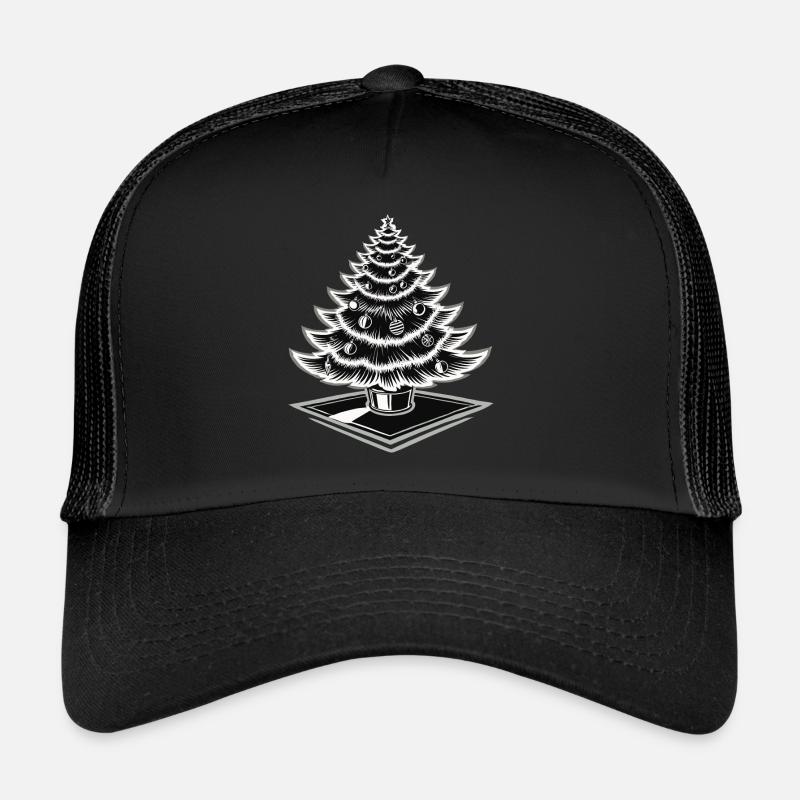 Christmas tree with baubles for festive Trucker Cap