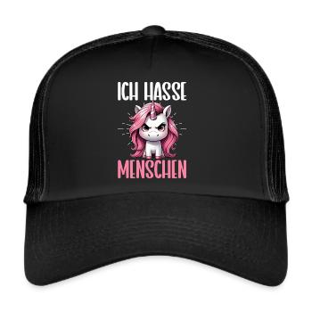 Je déteste les gens drôle licorne doigt puant - Casquette trucker  - noir/noir - Devant