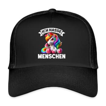 Je déteste les gens drôle licorne doigt puant - Casquette trucker  - noir/noir - Devant