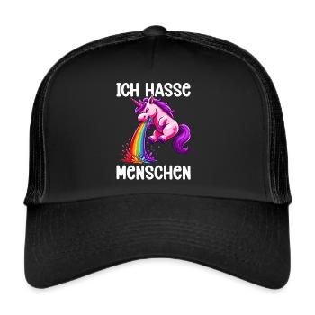 Je déteste les gens drôle licorne doigt puant - Casquette trucker  - noir/noir - Devant