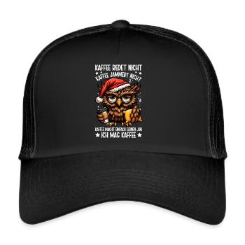 Le café ne parle pas, hibou : le sarcasme du buveur de café - Casquette trucker  - noir/noir - Devant
