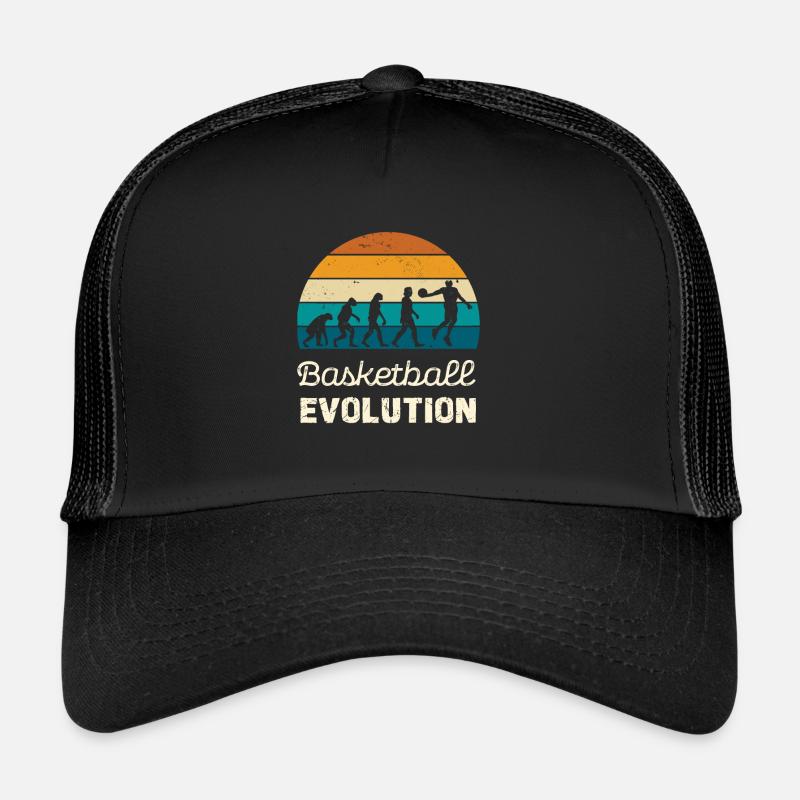 Basketball Evolution Vintage Stil - Trucker Cap - Schwarz/Schwarz