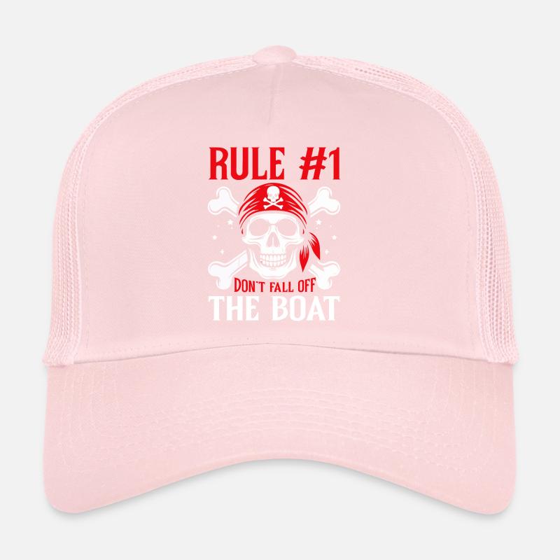 Rule 1 Don't Fall Off The Boat Aargh Crossbone Trucker Cap