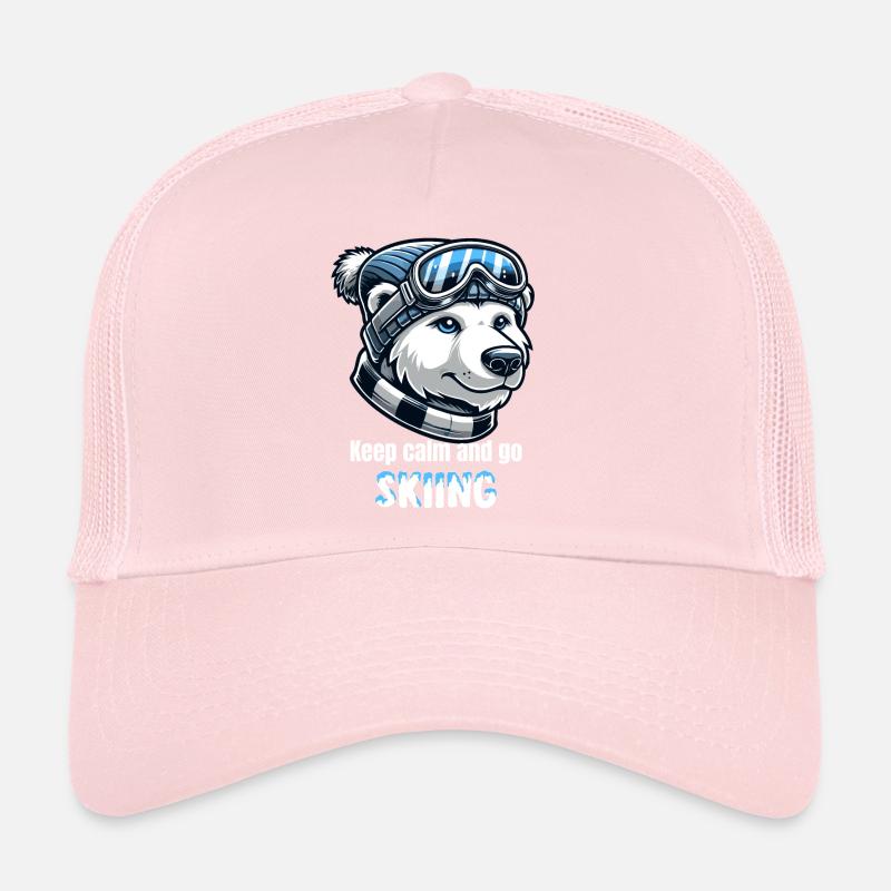 Polar Bear Skiing Ski Goggles Beanie Winter Vacation Trucker Cap