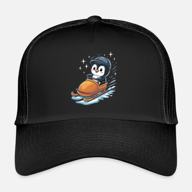 Cute Penguin Sledging Winter Fun Trucker Cap