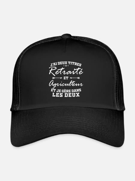 Two Titles Retired and Farmer Man Gift - Trucker Cap - black/black - Front
