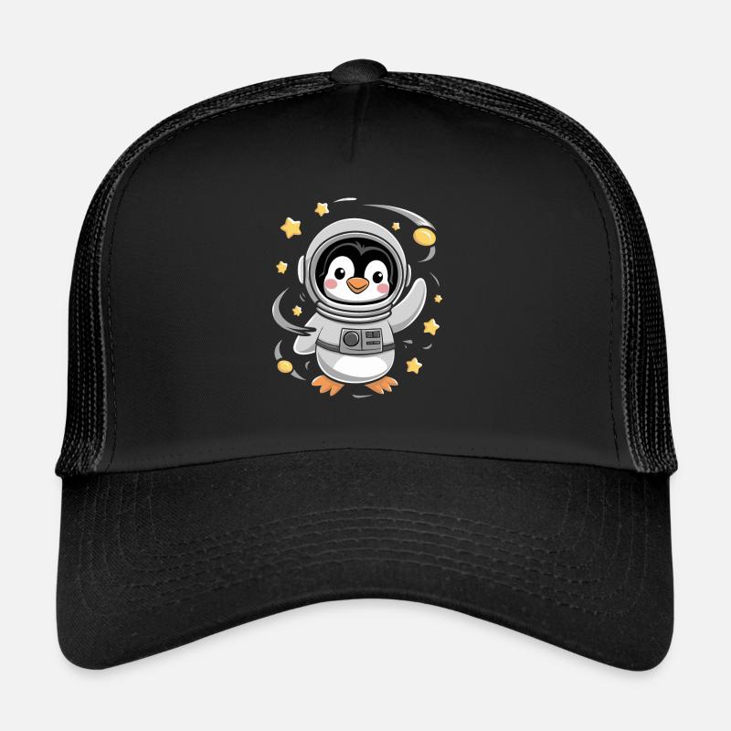 Aventure d’astronaute pingouin dans l’espace Casquette trucker 