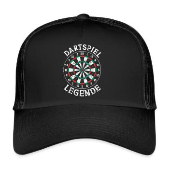 Darten Dartspieler Dartscheibe Dartpfeil Dartboard - Trucker Cap - Schwarz/Schwarz - Vorne