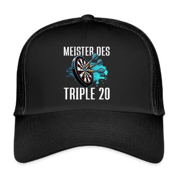 Darten Dartspieler Dartscheibe Dartpfeil Dartboard - Trucker Cap - Schwarz/Schwarz - Vorne