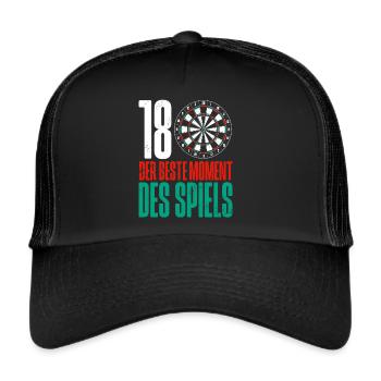 Darten Dartspieler Dartscheibe Dartpfeil Dartboard - Trucker Cap - Schwarz/Schwarz - Vorne