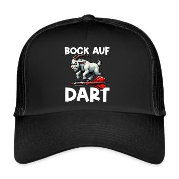 Darten Dartspieler Dartscheibe Dartpfeil Dartboard - Trucker Cap - Schwarz/Schwarz - Vorne