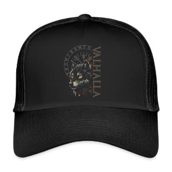Valhalla Wolf Norse Gods Norse Vikings - Trucker Cap - black/black - Front