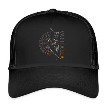 Valhalla Wolf Norse Gods Norse Vikings - Trucker Cap - black/black - Front