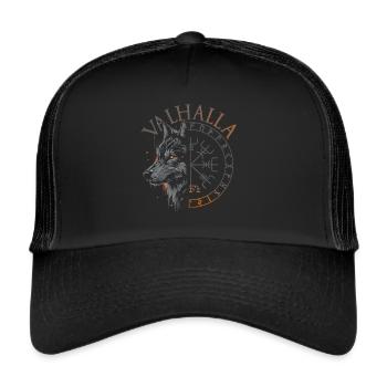 Valhalla Wolf Norse Gods Norse Vikings - Trucker Cap - black/black - Front