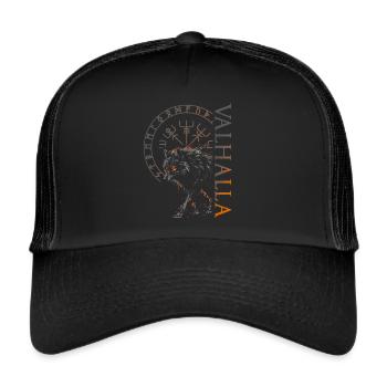 Valhalla Wolf Norse Gods Norse Vikings - Trucker Cap - black/black - Front