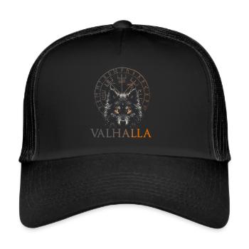 Valhalla Wolf Norse Gods Norse Vikings - Trucker Cap - black/black - Front