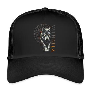 Valhalla Wolf Norse Gods Norse Vikings - Trucker Cap - black/black - Front
