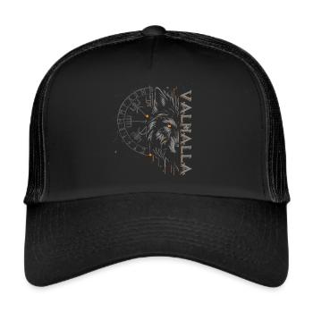 Valhalla Wolf Norse Gods Norse Vikings - Trucker Cap - black/black - Front
