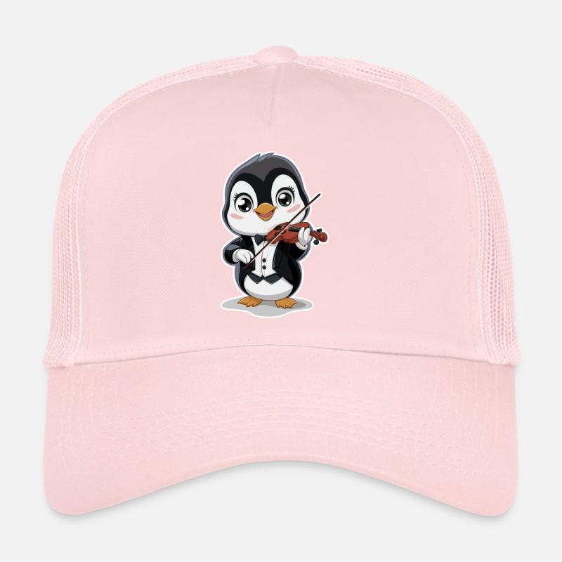Cute Penguin Fiddler Funny Musical Trucker Cap